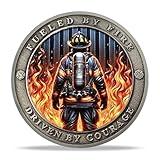 Firefighter Helmet Challenge Coin | Courage and Valor Memorial Medallion | Thank You for Your Service Token | Appreciation Gifts for Firefighters & First Responders