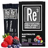 Re3 - Rehydrate - Replenish - Recover Electrolyte Powder Packets. No Sugar, 7 Cal, 1.4 Carbs. The Best Mix of Vitamins and Minerals (Mixed Berry)