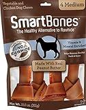 SmartBones Medium Chews With Real Peanut Butter Rawhide- Free Chews For Dogs, 4 Count