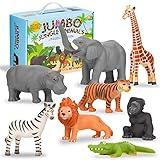 Learning Minds Set of 8 Jumbo Safari Animals Figures - Zoo Animals for Toddlers 1-3 - Jungle Animals Figures - Toy Animals for Kids Age 18 Months Plus - Animal Toys for Kids 1,2,3 Years Old