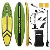 SUDOO Inflatable Stand Up Paddle Board 10.6'x33 x6 Ultra-Light SUP Stand-Up Paddleboard for Adults & Youth with Backpack, Pump, Paddle, Coil Leash, Triple Fins, Repair Kit