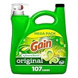 Gain + Aroma Boost Laundry Detergent Liquid, Original Scent, 107 Loads, 154 fl oz, HE Compatible Laundry Soap with Febreze and Oxi, Gain Laundry Detergent, Liquid Laundry Detergent