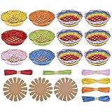 FREEBLOSS 12 Set Basket Weaving Kit Introductory Sewing for Beginners Creative Woven Bowl Suitable for Kids Arts and Crafts Projects with Video Tutorial Easter Basket Activities for Easter Eggs