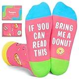 HAPPYPOP Donut Socks Girls Donut Gifts, Fun Novelty Crazy Gifts For Girls Kid, If You Can Read This Socks for 7-9 Years Old, Christmas Stocking Stuffers