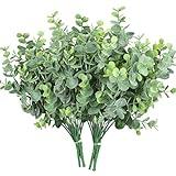 Rinlong Artificial 6Pcs Faux Eucalyptus Leaves Stems Spray Fake Plants Indoor Eucalyptus Branches Artificial Greenery Faux Plants for Farmhouse Bathroom Office Decor