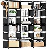 Mavivegue Bookcase, 18-Cube Extra Large Book Shelf, DIY Cube Storage Organizer for Bedroom, Living Room, Home Office - Black