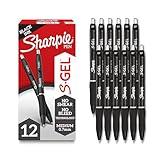 Sharpie S-Gel Pens, Medium Point (0.7mm), Black Barrel, Black Ink, 12 Count - Comfortable, Smooth Writing, No Smear, No Bleed, For Drawing, Journaling, Note-Taking, Coloring