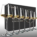 coccot Wine Glasses Set of 6,Crystal White Wine Glasses,Red Wine Glass Set,Long stem Wine Glasses,Clear Lead-Free Premium Blown Glassware (18.5oz,6 pack)