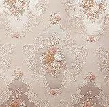 Decora Furnishings Luxurious Woven Jacquard Victorian Floral Damask Design Heavy Fabric for Upholstery Chair Window Treatment Craft - Renaissance Rococo - 54" Width - Fabric by The Yard (Peach)