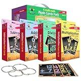 Math Flash Cards Set of 4 - Star Right Math Flashcards Addition, Subtraction, Multiplication, Division with 4 Rings - 208 Cards for Kids Ages 6 and Above - Flash Card from 1st to 4th Grade