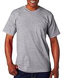 Bayside Men's Classic Style Heavyweight Pocket T-Shirt, Dark Ash, Large
