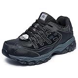 Skechers Men's Cankton Steel Toe Construction Shoe – Electrical Hazard Rated, Memory Foam, Black/Charcoal, 9.5 Wide