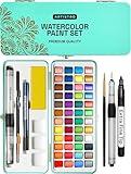 ARTISTRO Watercolor Paint Set, Vivid Colors in Portable Box, Palette set, Including Metallic and Fluorescent Colors. Perfect Travel Watercolor Set for Artists, Amateur Hobbyists and Painting