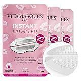 Instant Lip Filler for Plumped Lips in 30 Mins by Vitamasques, 3 Pack - Vegan Collagen, Multi-Molecular Hyaluronic Acid & 400 Dissolving Micro-Dart Technology for Instant & Long-Lasting Results