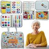 Lintriguingly Dementia Activities for Seniors & Alzheimer’s Adults，Dementia Products for Elderly Fidget Blanket for Adults with Dementia，Sensory Fidget Board with Photo Slot