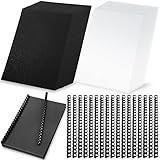 Seajan 250 Pcs Binding Covers and Combs Kit, Binding 8.5 x 11 Inches Paper, 50 Pcs Black Binding Combs 100 Pcs 13mil Black Leather Texture Paper Binding Cover 100 Pcs 8mil Clear Presentation Covers