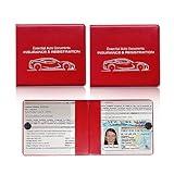 Ziciner Car Registration Insurance Holder, 2Pack Essential Auto Card Document Glove Box Organizer with Velcro Closure, Vehicle Interior Accessories Perfect for Most Car, Truck, SUV (Red/Small Car)