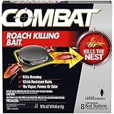 Combat Roach Killing Bait, Roach Bait Station For Large Roaches, Kills The Nest, Child-Resistant, 8 Count,Insects