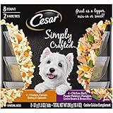 Cesar Simply Crafted Adult Wet Dog Food Meal Topper, Chicken, Duck, Purple Potatoes, Pumpkin, Green Beans & Brown Rice and Chicken, Carrots, Barley & Spinach Multipack, 1.3oz (8 Count, Pack of 1)