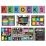 gisgfim 14PCS Physical Education Posters Sports Exercise Poster PE Rocks Behavior Gym Rules Classroom Learning Materials for Back to School Teacher Student School Home Wall Calm down Corner