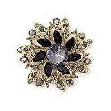 LAXPICOL Vintage Women's Black Austrian Crystal Elegant Flower Brooch Wedding Broach Pin