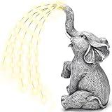 GIGALUMI Solar Garden Decor Watering Elephant Statues Outdoor, Birthday Gifts for Women Mom Grandma Senior Elder, Elephant Ornament for Balcony, Garden, Patio, Yard, Lawn (Twinkling Lights Only)