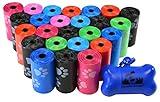 Downtown Pet Supply Poop Bags for Dogs with Dispenser, 500 Count - Leak-Proof Dog Waste Bags and Bone-Shaped Dog Poop Bags Holder for Leash - Rainbow with Paw Prints, 12.5" x 8.5"