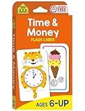 School Zone - Time & Money Flash Cards - Ages 6 and Up, 1st Grade, 2nd Grade, Telling Time, Reading Clocks, Counting Coins, Coin Value, Coin Combinations, and More