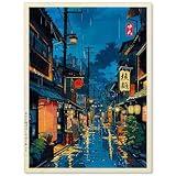 Podafu Japanese Tokyo Tea House Wall Art Poster - 12x16in Unframed Canvas Print for Bedroom Decor