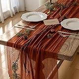 Keketo Terracotta Table Runner Cheesecloth Rust Gauze 120 Inch 10 FT Rustic Burnt Orange Cheese Cloth for Wedding Baby Bridal Shower Party Centerpiece Sheer Holiday Home Decorations