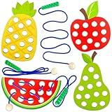 4 Pack Wooden Sorting Stacking Toys,Educational Threading Activity Puzzle Fine Motor Toys for Early Development