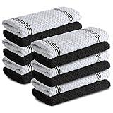 Infinitee Xclusives Premium Kitchen Towels - [Pack of 12] 100% Cotton Kitchen Hand Towels (15 x 25 Inches) - Dish Towels for Kitchen |Storm Black|