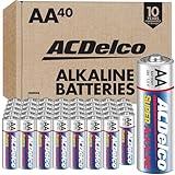 ACDelco 40-Count Double AA Batteries, Maximum Power Super Alkaline Battery, 10-Year Shelf Life, Reclosable Packaging, Blue