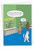NobleWorks - 1 Funny Animal Card for Birthdays - Pet Cat and Dog Humor, Birthday Notecard with Envelope - Catnip Dispensary C9315BDG