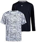 RBX Boys' Active T-Shirts - 2 Pack Short Sleeve and Long Sleeve Performance Dry Fit Tees - Workout Gym Shirts for Boys (8-16), Size 8, Grey/Black