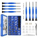 Upgrade Version Magnetic Eye Glass Repairing Kit, Eyeglass Repair Tool Kit with Compact Screw Box Include Nose Pads, Precision Screwdriver Set, Screws, Tweezer for Eyeglass, Sunglass, Spectacles Watch
