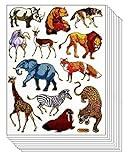 Stickers Glitter Pack 10 Sheets Bear Rhino Wolf Horse Deer Lion Elephant Fox Giraffe Zebra Leopard Walrus Cartoon Sticker Paper Decal Label DIY Book Diary Scrapbooking Sticker Reward Gift (05)