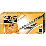 BIC Cristal Xtra Bold Ballpoint Pen, Bold Point (1.6mm) For Vivid And Dramatic Lines, Black, 24-Count