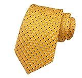 MENDENG Classic Silk Tie Yellow Black Stripe Plaid Neck Ties Men Necktie Wedding Ties for Men Jacquard Woven Formal