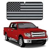 BDK USA Black American Flag Accordion Sun Visor for Car Windshield Cover - Truck Window Shades Car Flag & Sun Visor for Truck Windshield Sunshade - 4th of July Truck Windshield Sun Shade 64 x 32