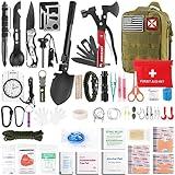 Survival Kit 256 in 1, First Aid Kit Survival Gear Tools Trauma Kit with Molle Pouch for Outdoor, Camping, Hunting, Hiking, Earthquake, Home, Office, Gifts for Men Dad Husband Women (Green)