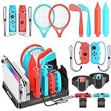Switch Sports Accessories Bundle with Organizer Station Compatible with Nintendo Switch/ OLED Console & Joy-con, Storage and Organizer for Switch Sports Games, Family Sports Games Pack Accessories Kit