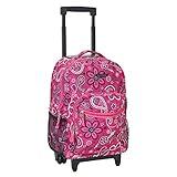 Rockland Double Handle Rolling Backpack, Bandana, 17"