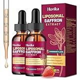 2 Pack Liposomal Saffron Supplements - 88.5mg Saffron Extract Liquid Drops with L-Theanine, Chamomile, Vitamin C, B6, B12 & D3 for Antioxidant, Immune, Mood, Energy, Focus & Sleep - Strawberry Flavor