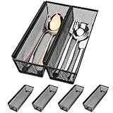 Smgmg Silverware Drawer Organizer, Silverware Organizer for Drawer, 6 Pack Utensil Organizer for Kitchen Drawers, Kitchen Drawer Organizer for Large Utensils with Interlocking Arm (9.6 * 3 * 2 inch)