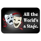 All The World's a Stage Comedy Tragedy Drama Masks - Acting Theatre Theater 9" x 6" Metal Sign