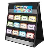 EAMAY Desktop Pocket Chart, Tabletop Teaching Classroom Pocket Charts Double-Side and self-Standing Pocket Chart for Kindergarten, Home Use or Classroom (Black)