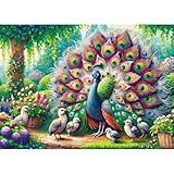 TangMosaic Peacock Family Jigsaw Puzzle, Bird Jigsaw Puzzles, Impossible Hard Difficult Challenging Puzzles for Adults 1000 Pieces, Home Decoration Puzzle, Interlock Perfectly No Dust