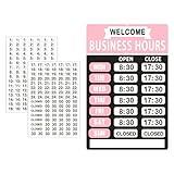 Business Hours Sign,Opening Hour Sign Kit,Changeable Store Hours Sign,Hours Signs for Business,Open Sign with Hours,Office Door Signs for Any Business,Store or Office（Pink,8”x 12”-Aluminum）