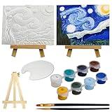 Artello – 3D Ceramic Painting Kit – Ready to Paint Ceramics – Crafts for Adults – Acrylic Paint Set and Paint Brush Set Included – DIY Art - Size 4x5 inches (The Starry Night)